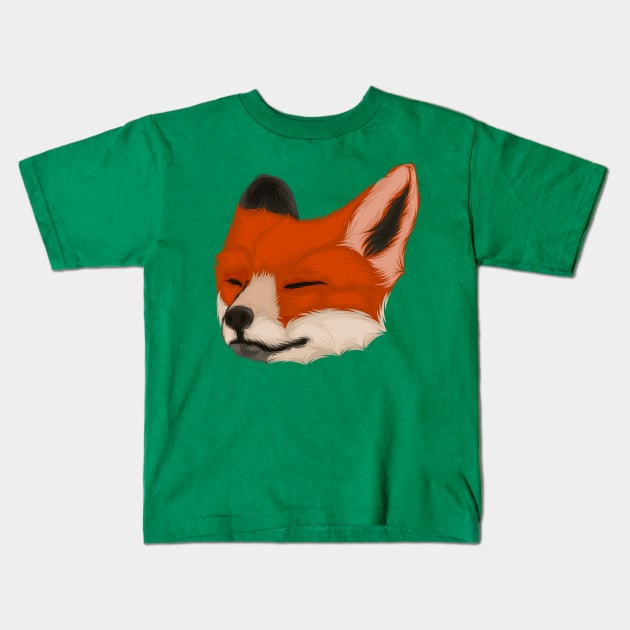 fox head sleeping Kids T-Shirt by Mako Design 